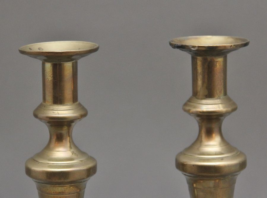 Antique Pair 19th Century brass candlesticks