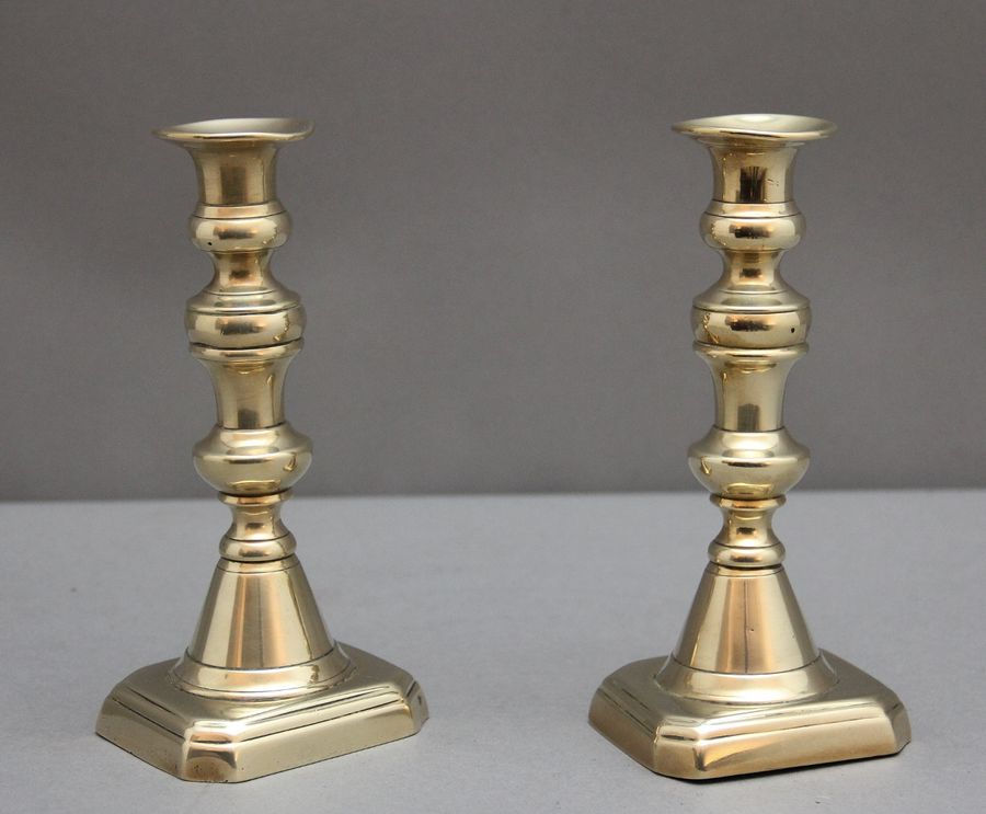 Antique A pair of 19th Century brass candlesticks