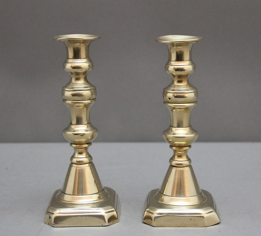 Antique A pair of 19th Century brass candlesticks