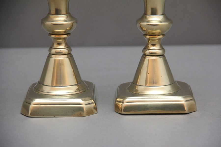 Antique A pair of 19th Century brass candlesticks