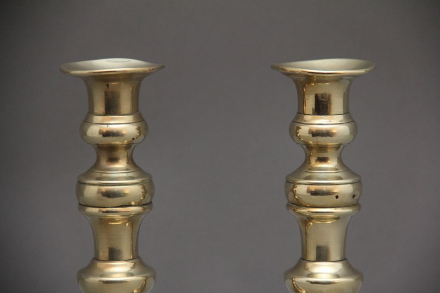 Antique A pair of 19th Century brass candlesticks