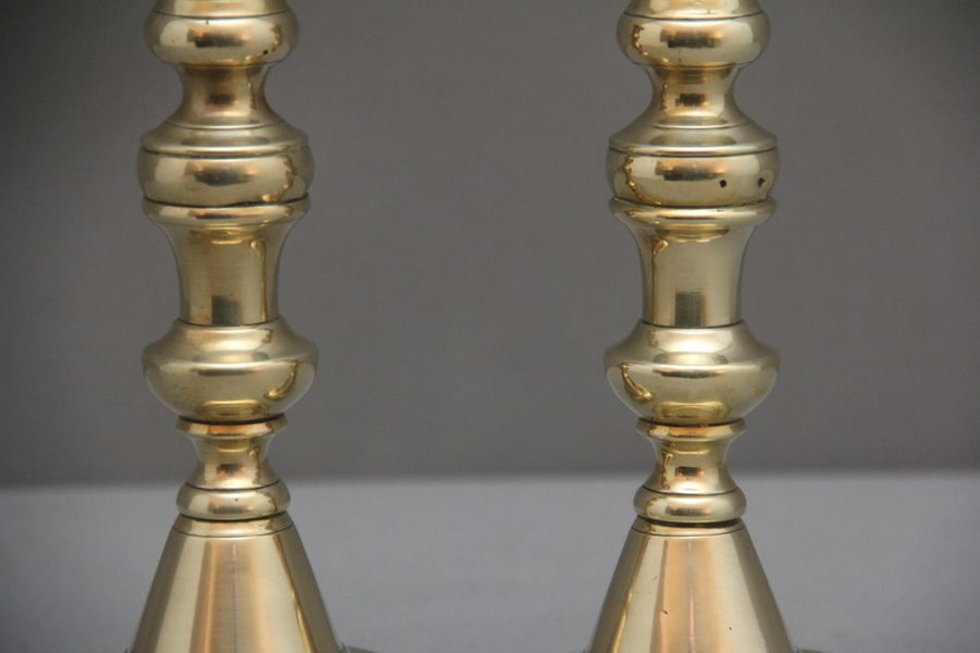 Antique A pair of 19th Century brass candlesticks