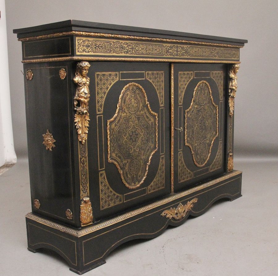 Antique 19th Century ebonised boulle cabinet