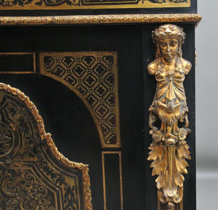 Antique 19th Century ebonised boulle cabinet