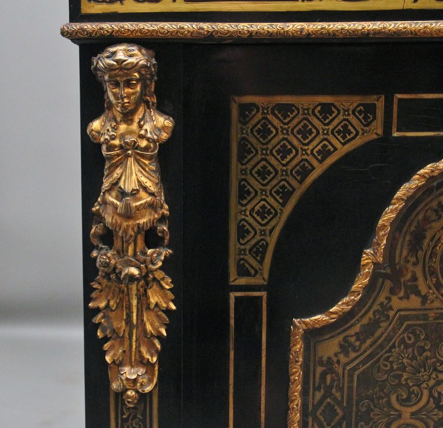 Antique 19th Century ebonised boulle cabinet