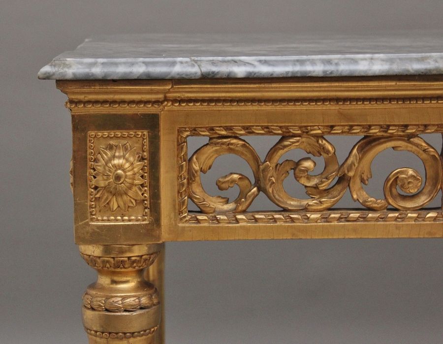 Antique A superb quality 18th Century Italian giltwood console table