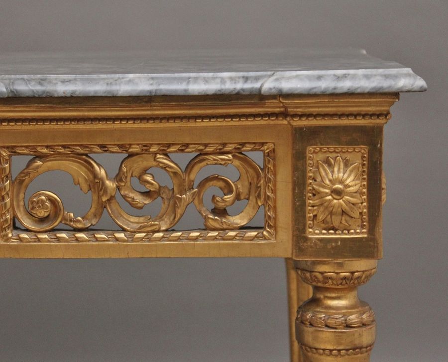 Antique A superb quality 18th Century Italian giltwood console table