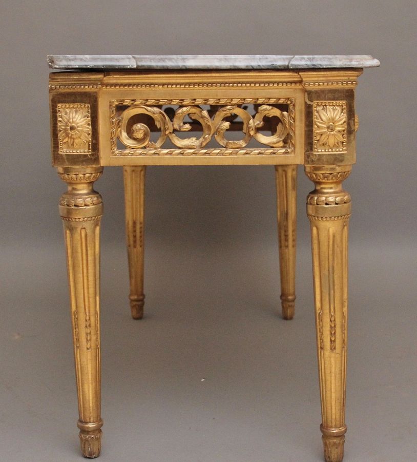 Antique A superb quality 18th Century Italian giltwood console table