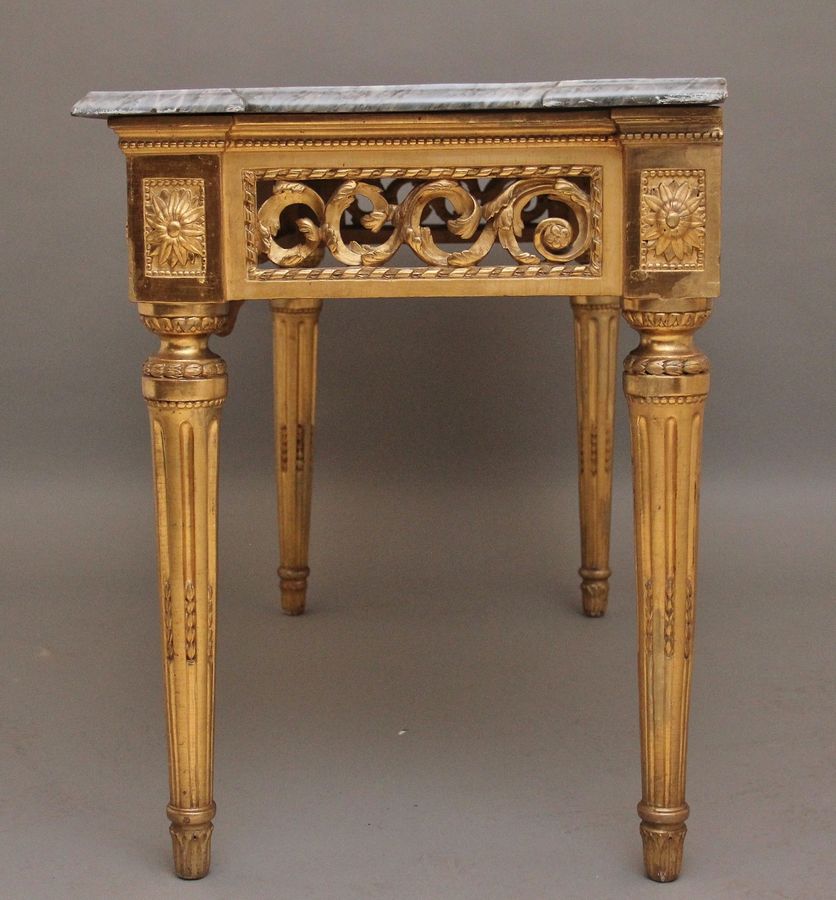 Antique A superb quality 18th Century Italian giltwood console table