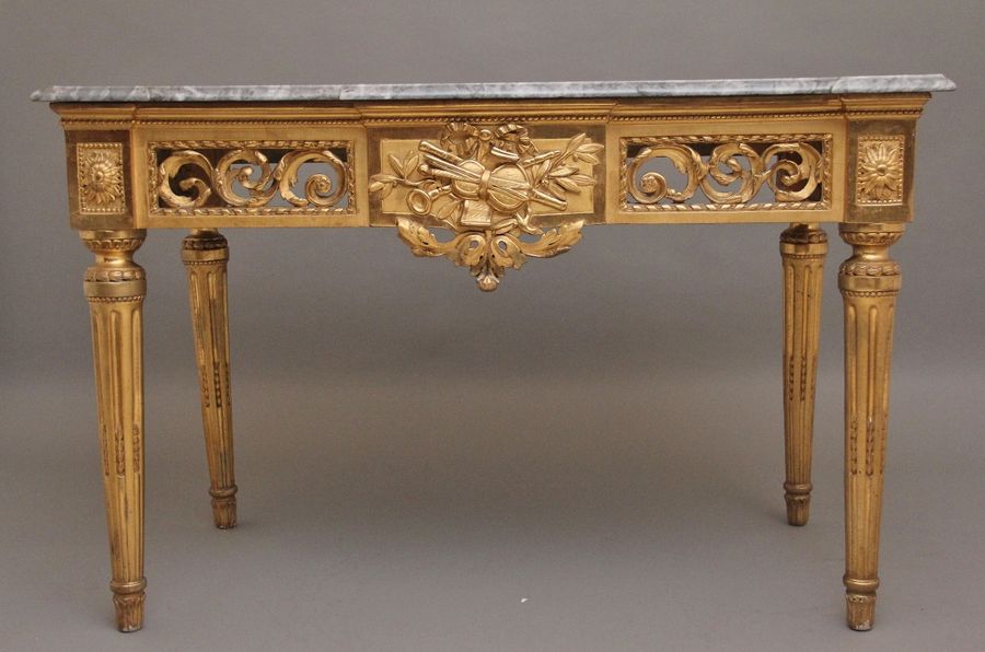 Antique A superb quality 18th Century Italian giltwood console table