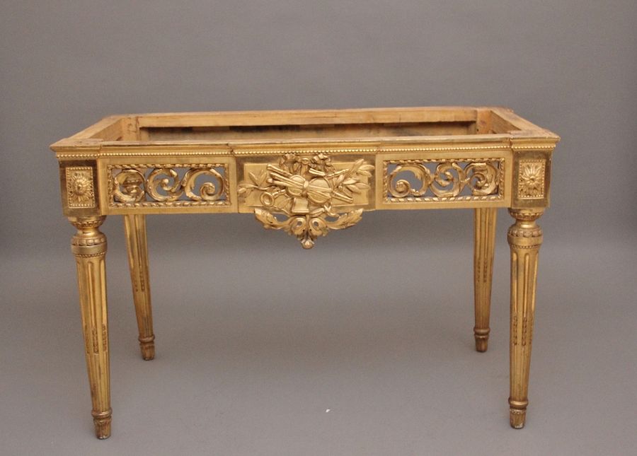 Antique A superb quality 18th Century Italian giltwood console table