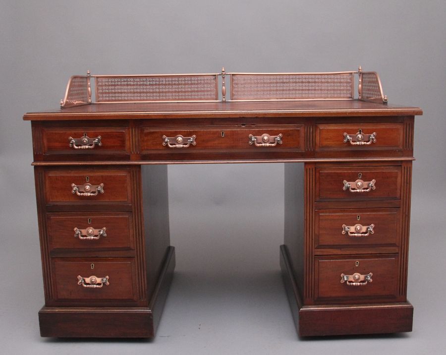 19th Century walnut pedestal desk