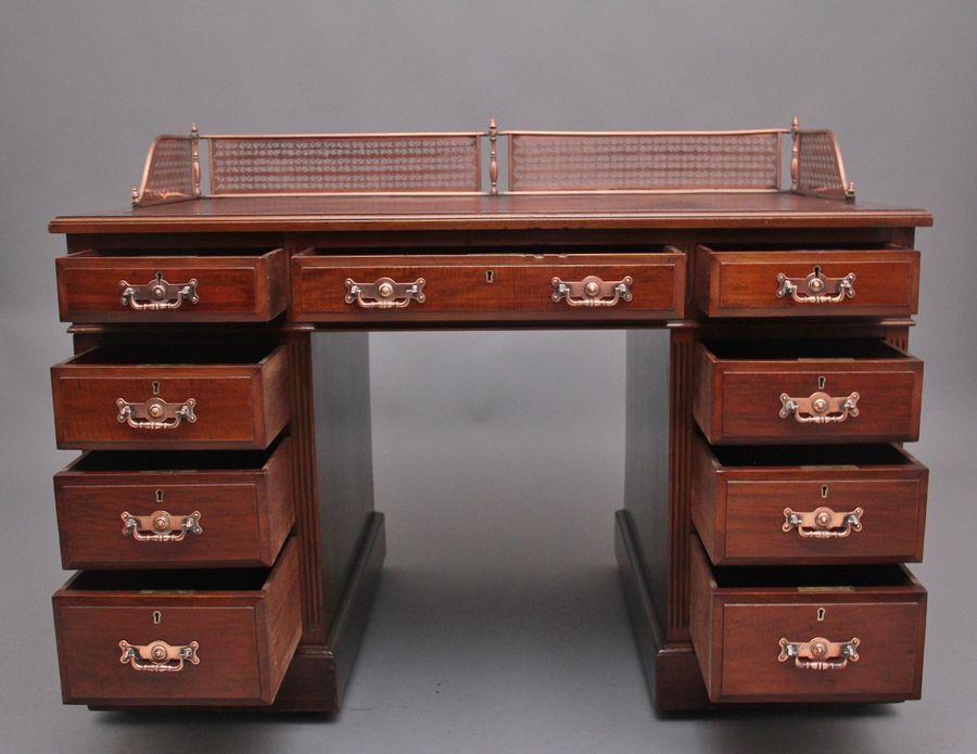 Antique 19th Century walnut pedestal desk