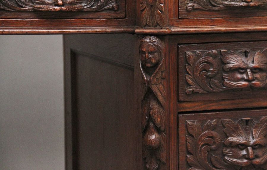 Antique 19th Century carved oak desk