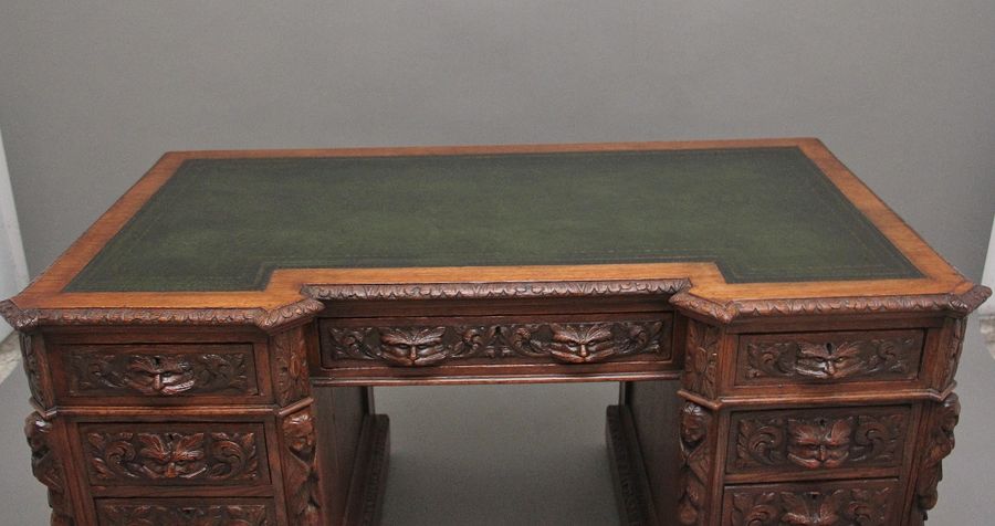 Antique 19th Century carved oak desk