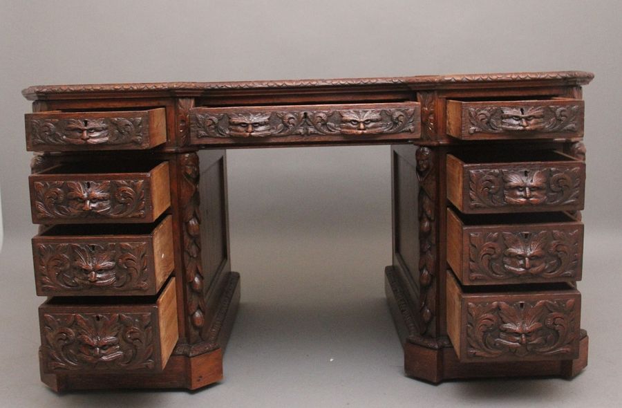 Antique 19th Century carved oak desk