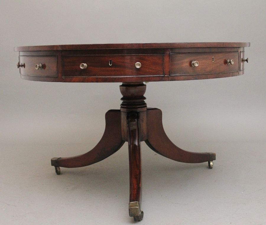 Antique Early 19th Century mahogany drum table