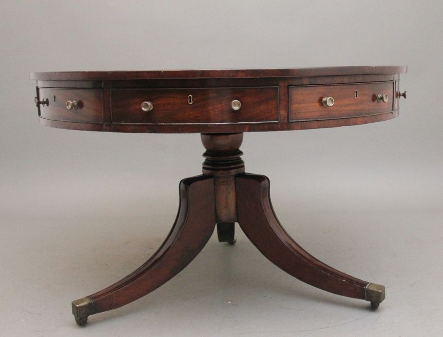 Antique Early 19th Century mahogany drum table