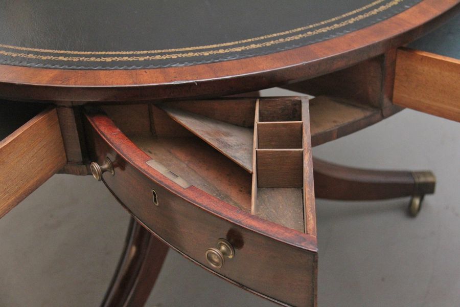 Antique Early 19th Century mahogany drum table