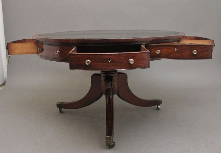 Antique Early 19th Century mahogany drum table