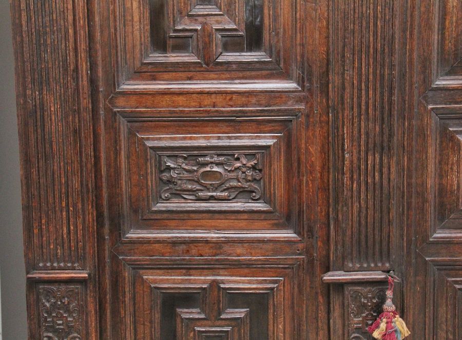 Antique 17th Century Flemish carved oak cupboard