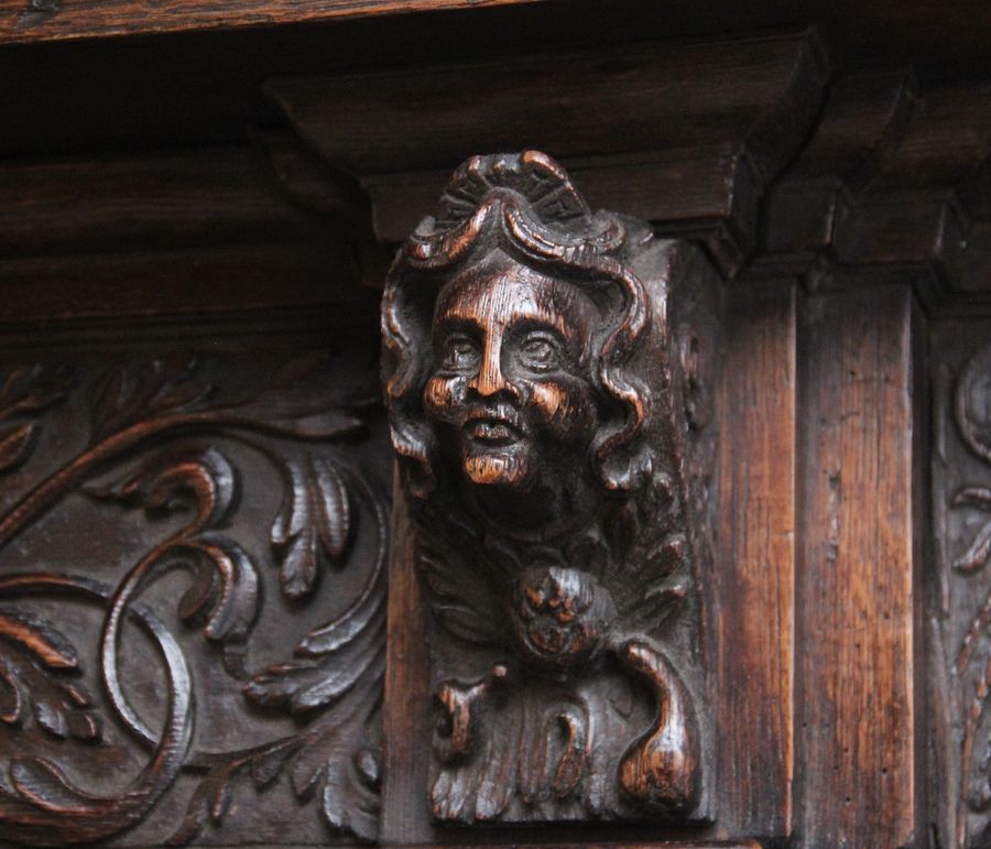 Antique 17th Century Flemish carved oak cupboard