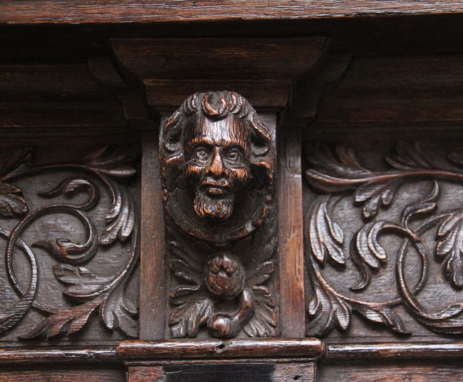 Antique 17th Century Flemish carved oak cupboard