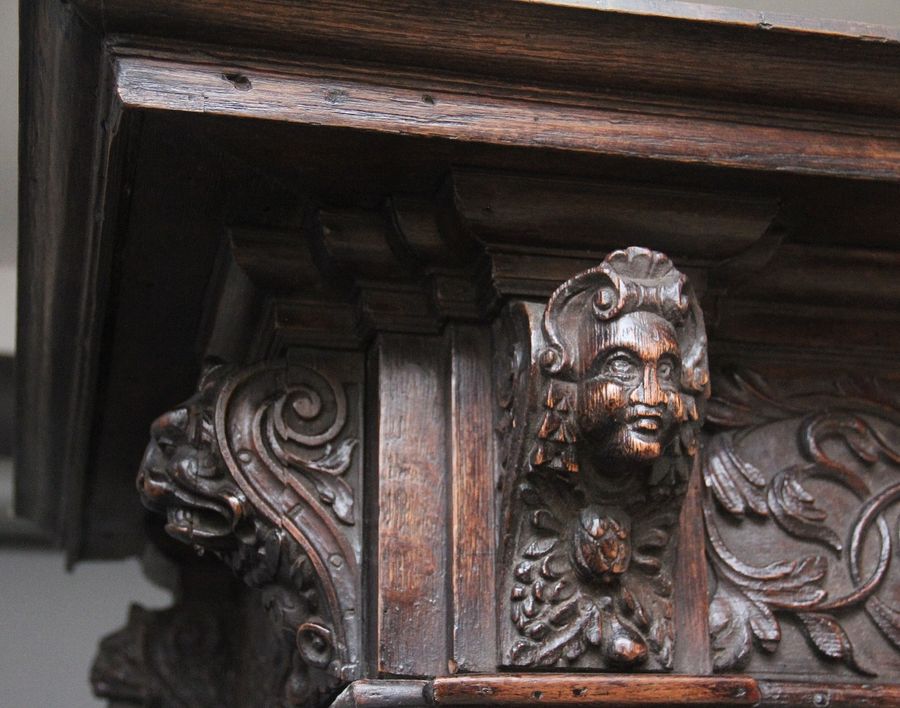 Antique 17th Century Flemish carved oak cupboard