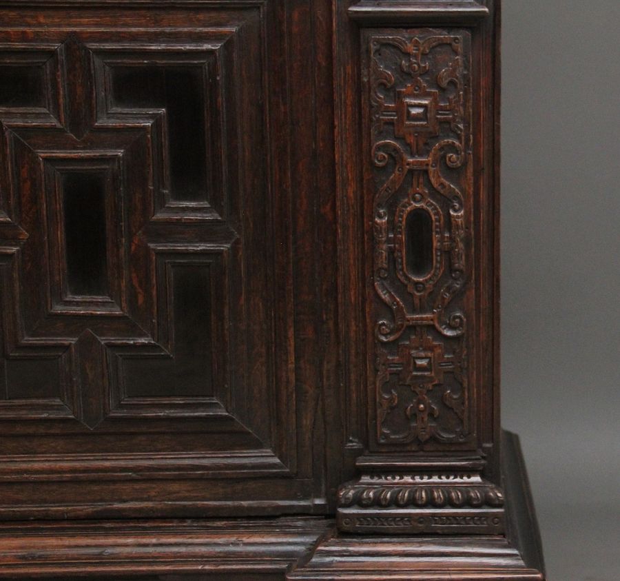 Antique 17th Century Flemish carved oak cupboard