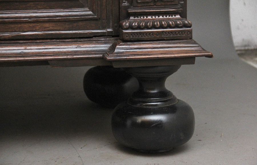 Antique 17th Century Flemish carved oak cupboard