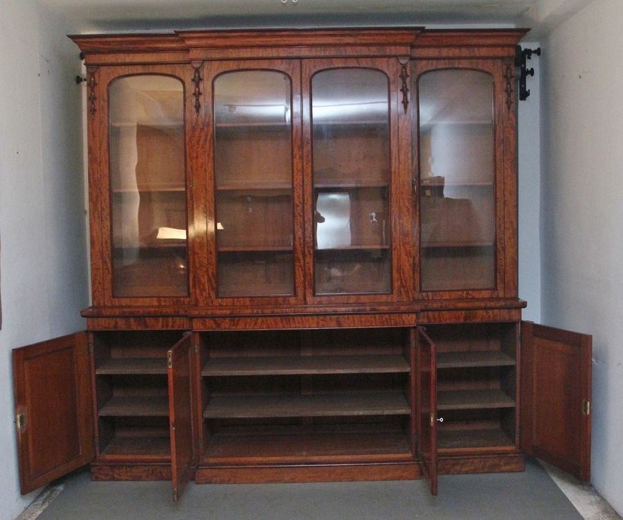 Antique large 19th Century mahogany breakfront bookcase