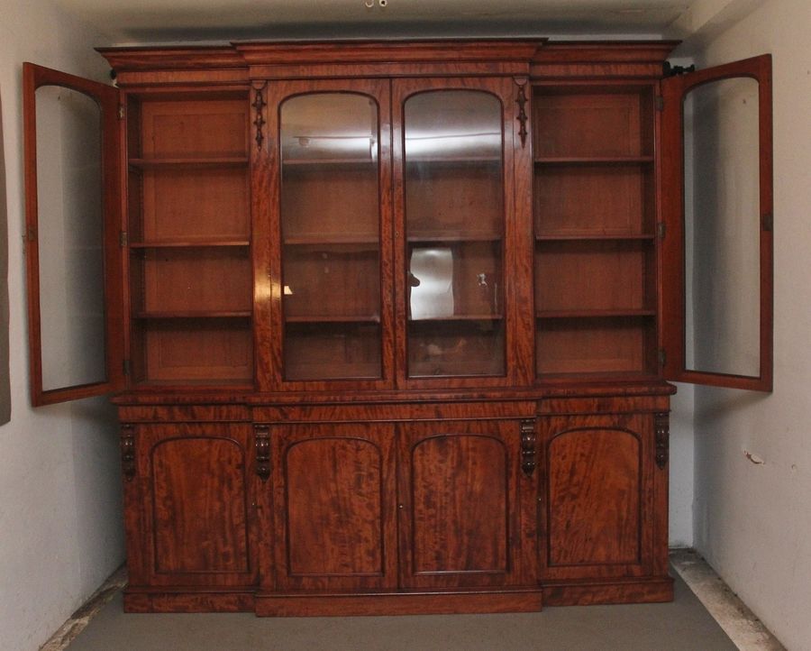 Antique large 19th Century mahogany breakfront bookcase