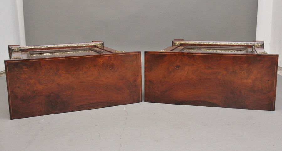 Antique Pair of 19th Century walnut pier cabinets by Edwards & Roberts