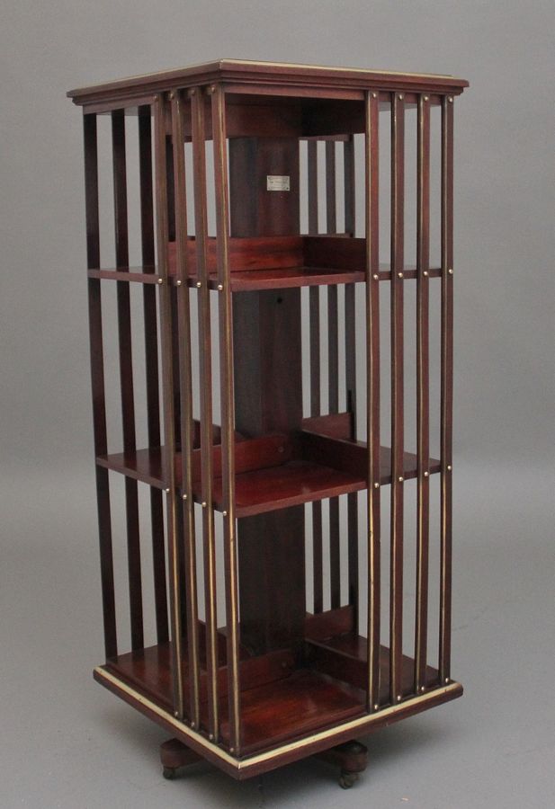 19th Century French mahogany and brass revolving bookcase