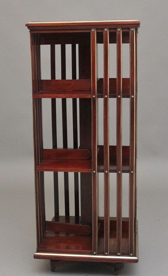 Antique 19th Century French mahogany and brass revolving bookcase