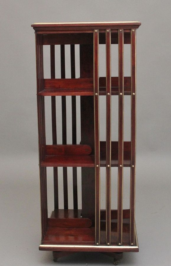 Antique 19th Century French mahogany and brass revolving bookcase