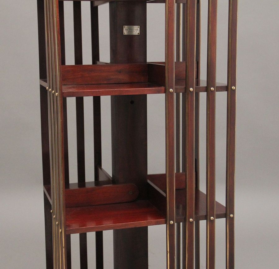 Antique 19th Century French mahogany and brass revolving bookcase