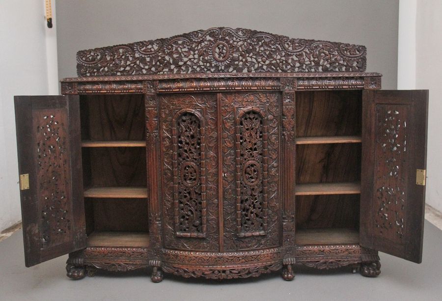 Antique 19th Century Anglo-Indian carved cabinet