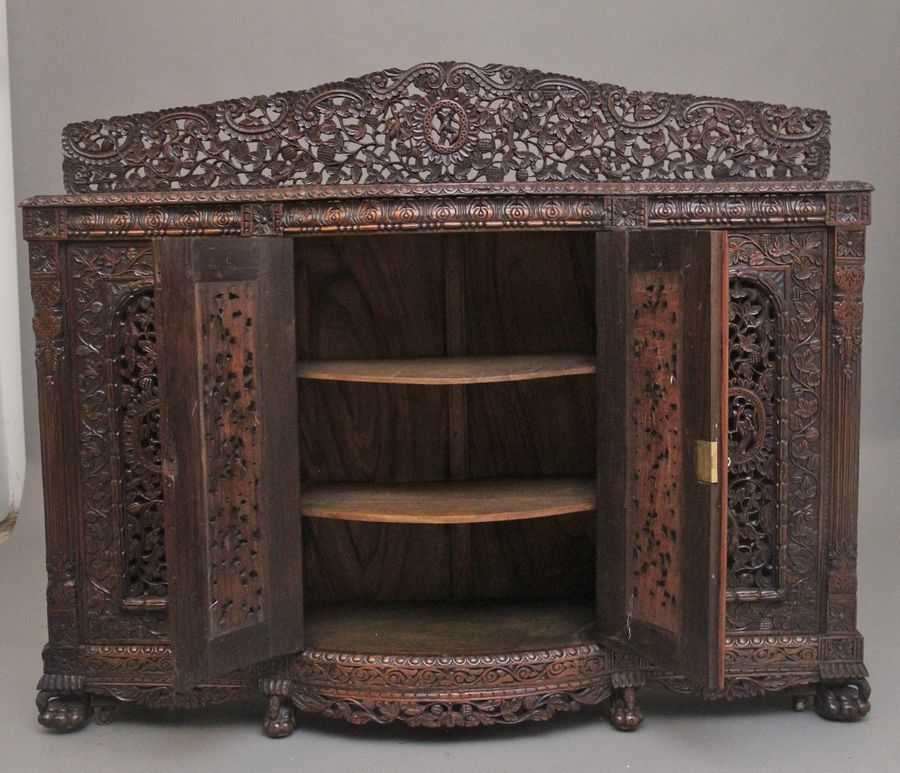 Antique 19th Century Anglo-Indian carved cabinet