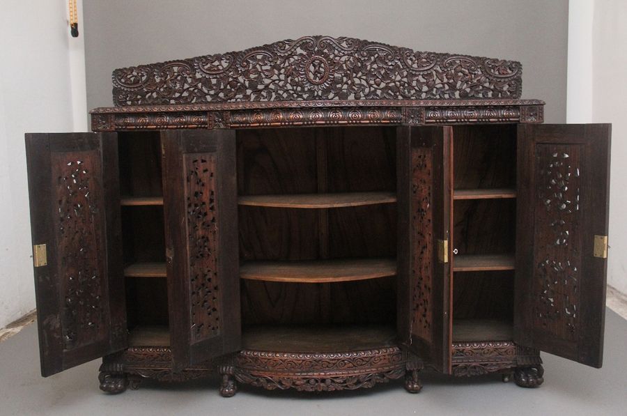 Antique 19th Century Anglo-Indian carved cabinet