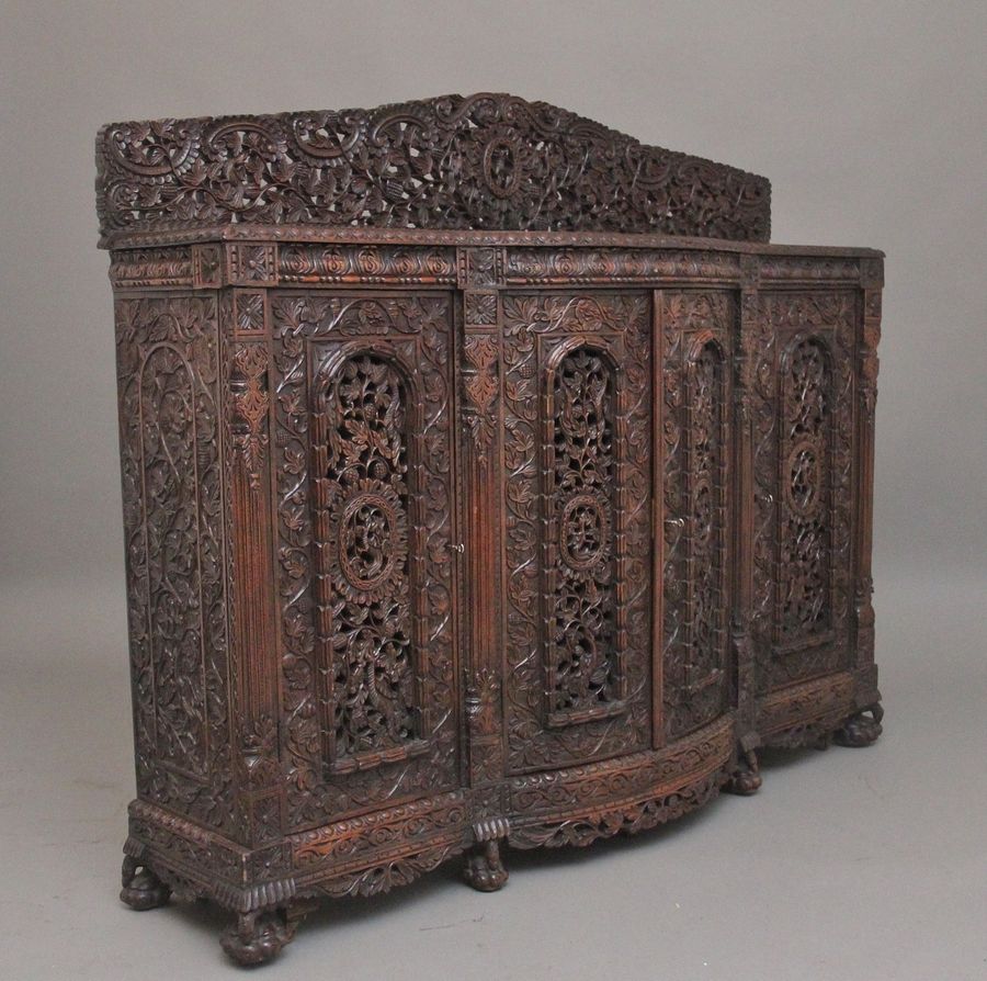 Antique 19th Century Anglo-Indian carved cabinet