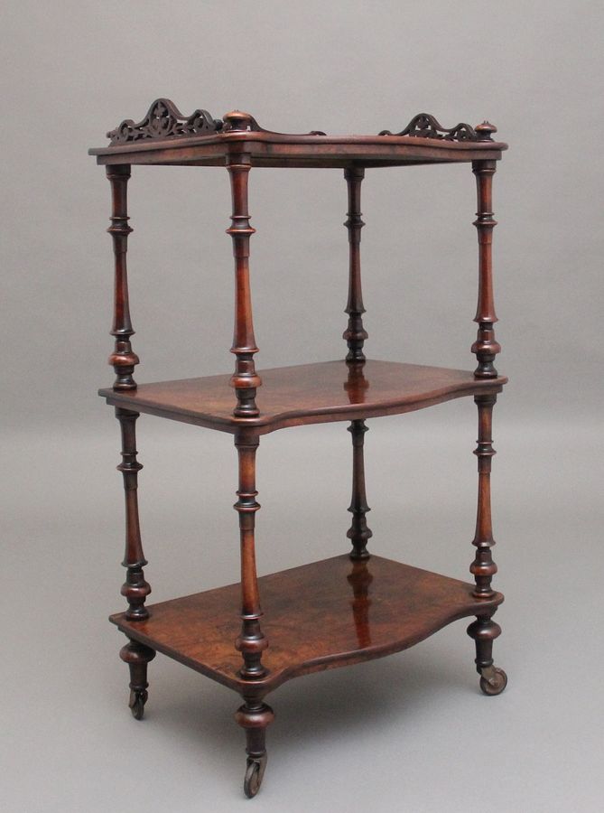 19th Century burr walnut whatnot