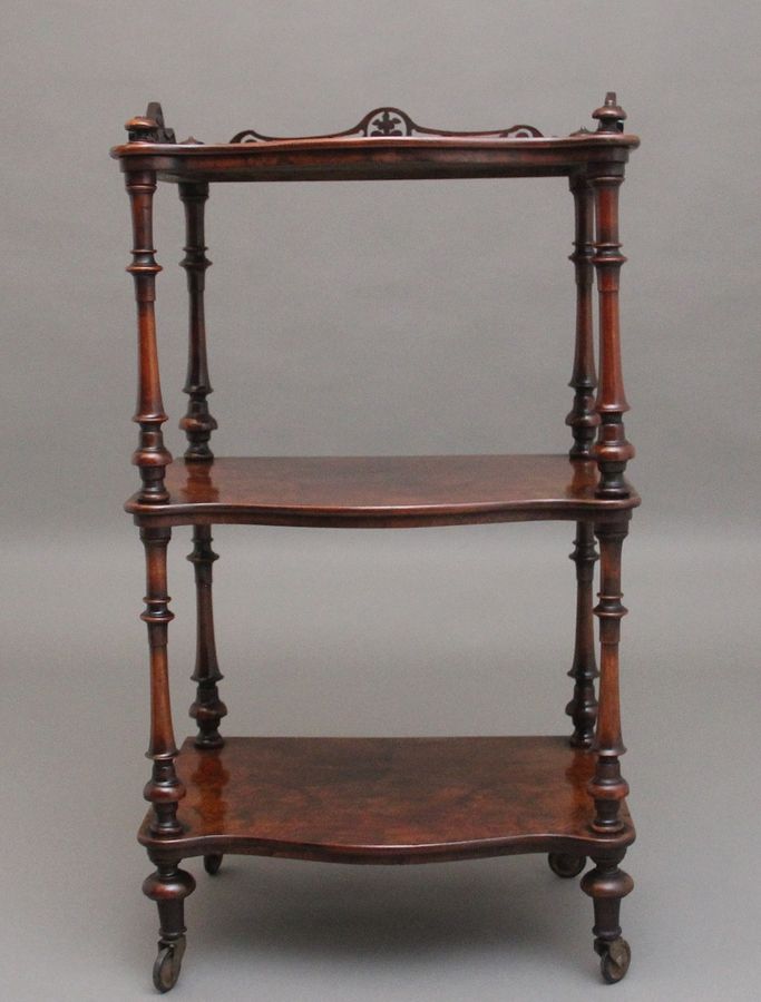 Antique 19th Century burr walnut whatnot