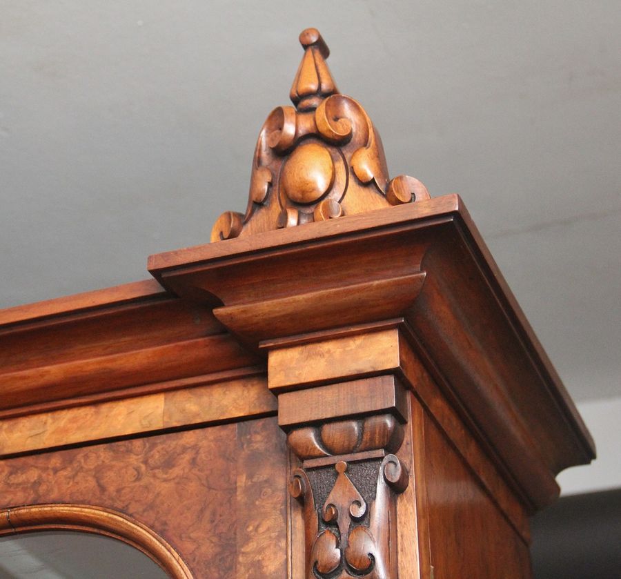 Antique Fabulous quality 19th Century burr walnut bookcase