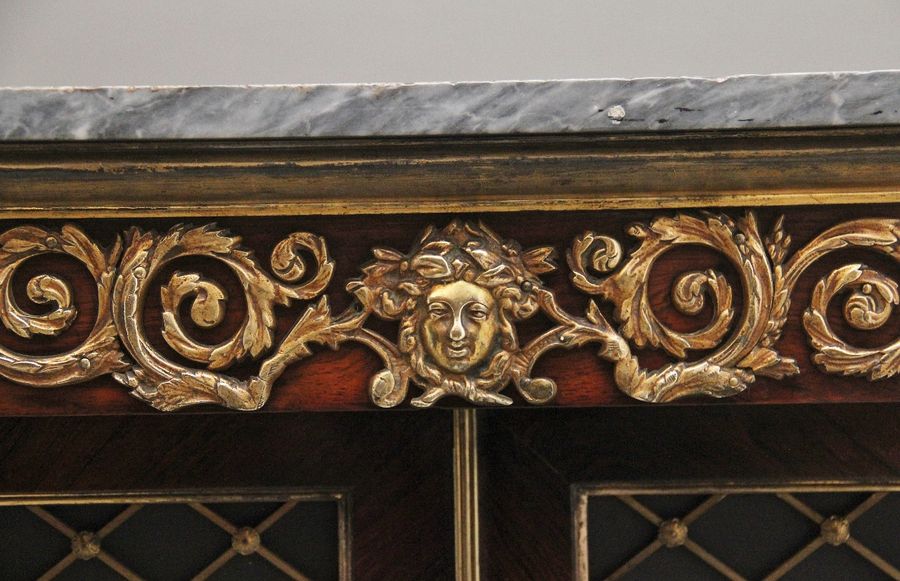 Antique Early 19th Century rosewood, gilt and marble top cabinet