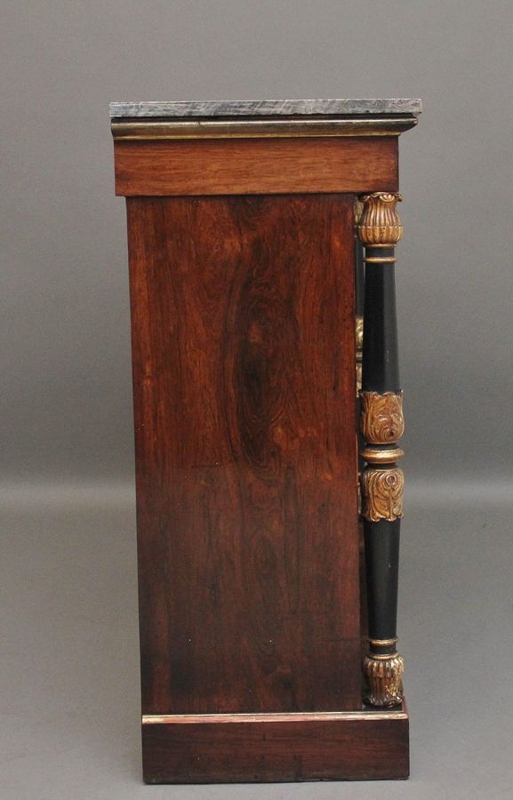 Antique Early 19th Century rosewood, gilt and marble top cabinet