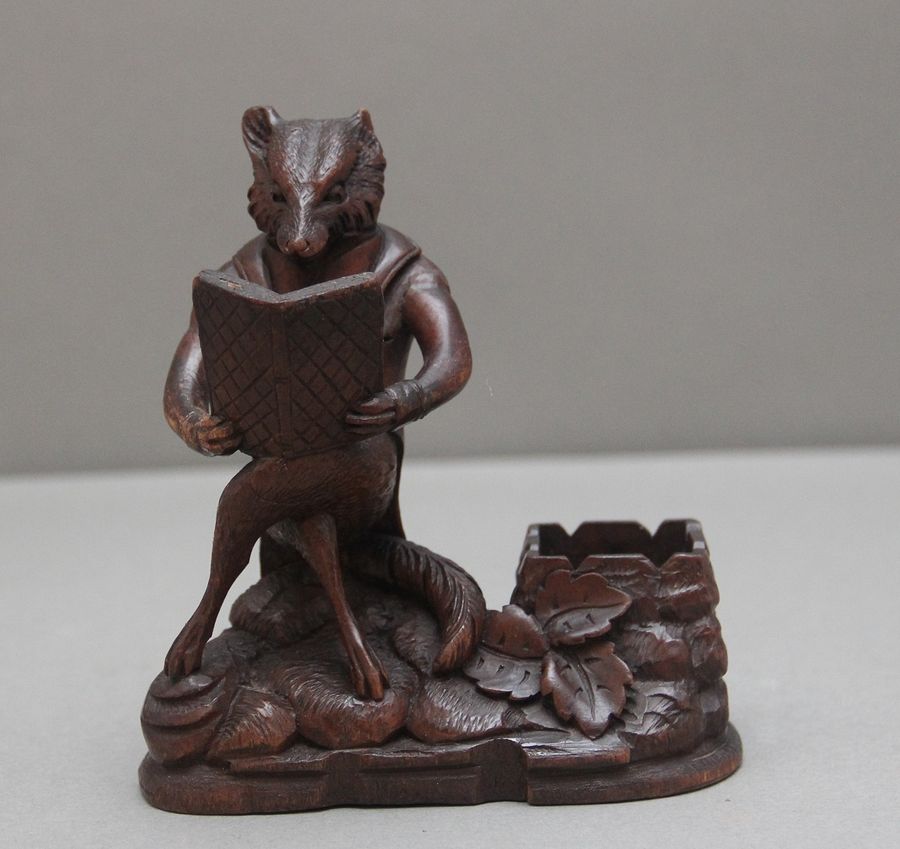 Antique 19th Century black forest carving of a fox