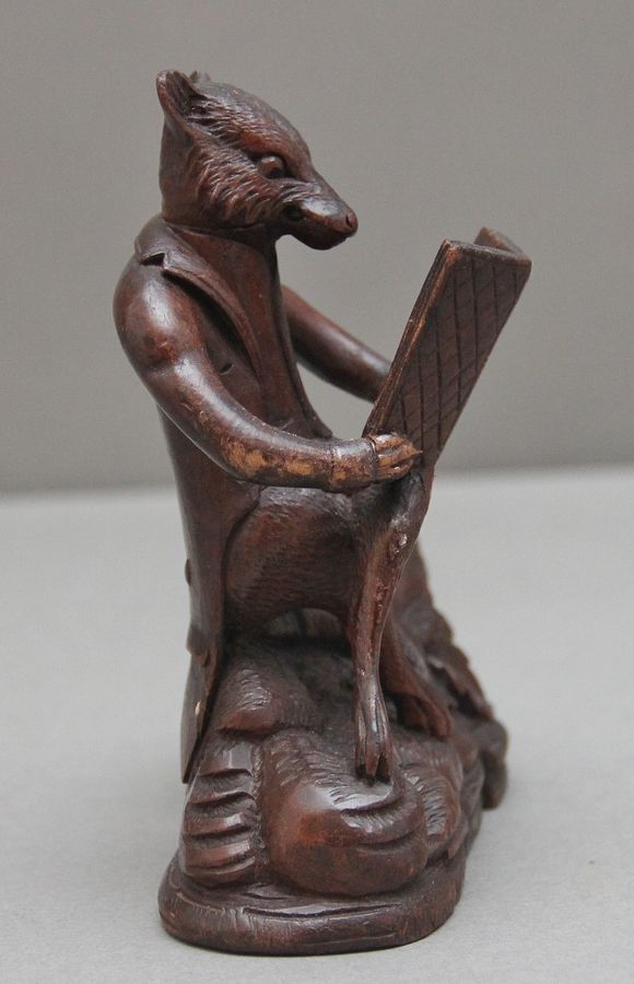 Antique 19th Century black forest carving of a fox