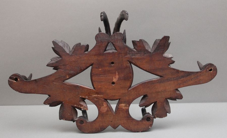 Antique 19th Century black forest carved coat rack