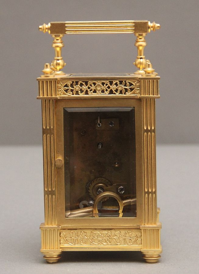 Antique Early 20th Century gilt metal carriage clock